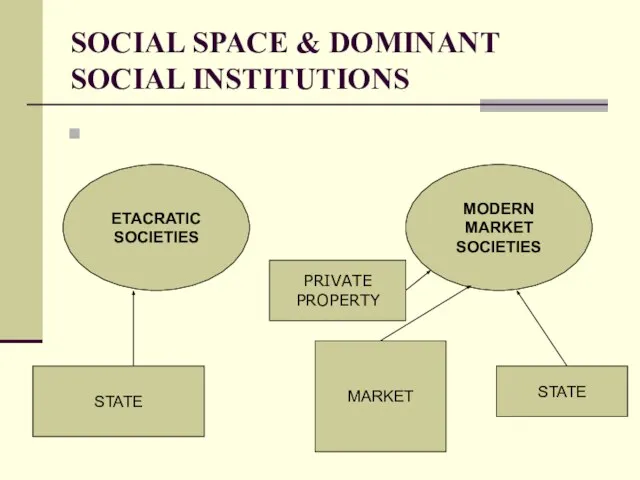 SOCIAL SPACE & DOMINANT SOCIAL INSTITUTIONS STATE PRIVATE PROPERTY