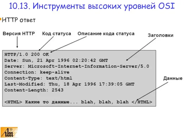 10.13. Инструменты высоких уровней OSI HTTP ответ