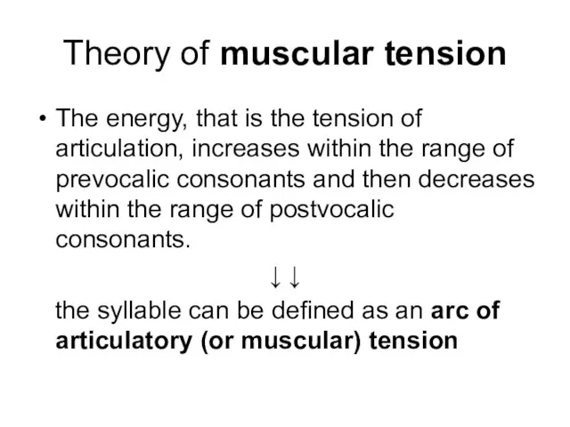 Theory of muscular tension The energy, that is the tension of articulation,