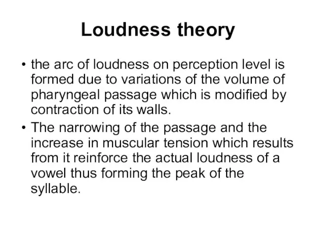 Loudness theory the arc of loudness on perception level is formed due