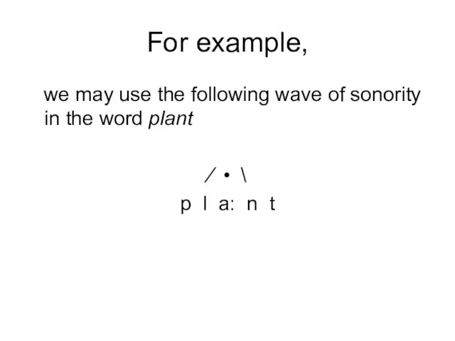 For example, we may use the following wave of sonority in the