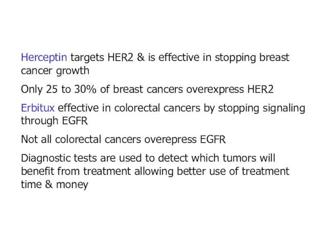 Herceptin targets HER2 & is effective in stopping breast cancer growth Only