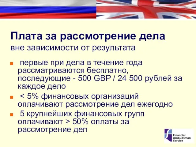 Плата за рассмотрение дела вне зависимости от результата первые при дела в