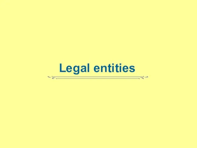 Legal entities