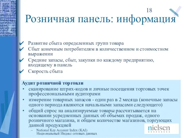 Розничная панель: информация Аудит розничной торговли сканирование штрих-кодов и личные посещения торговых