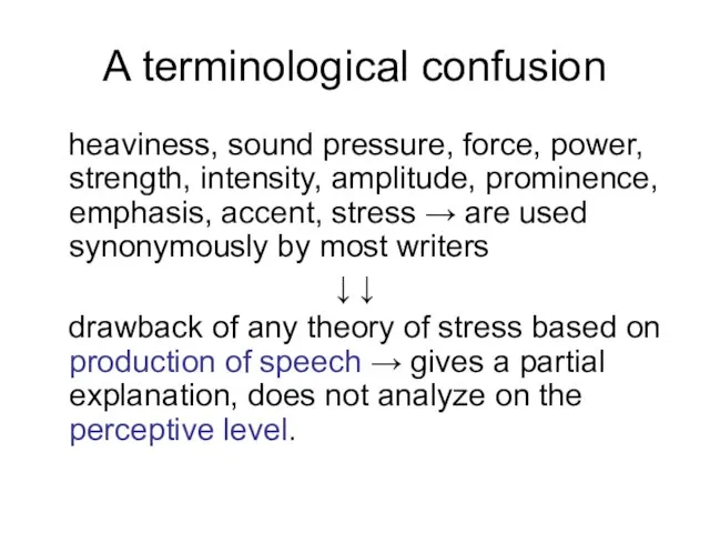 A terminological confusion heaviness, sound pressure, force, power, strength, intensity, amplitude, prominence,