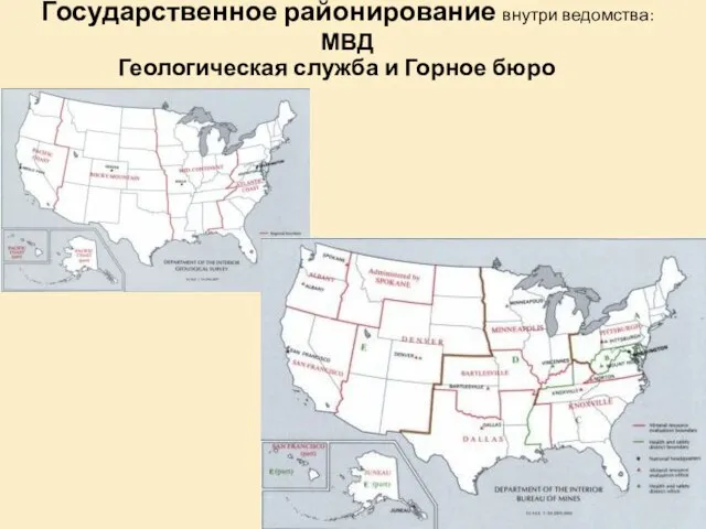Государственное районирование внутри ведомства: МВД Геологическая служба и Горное бюро