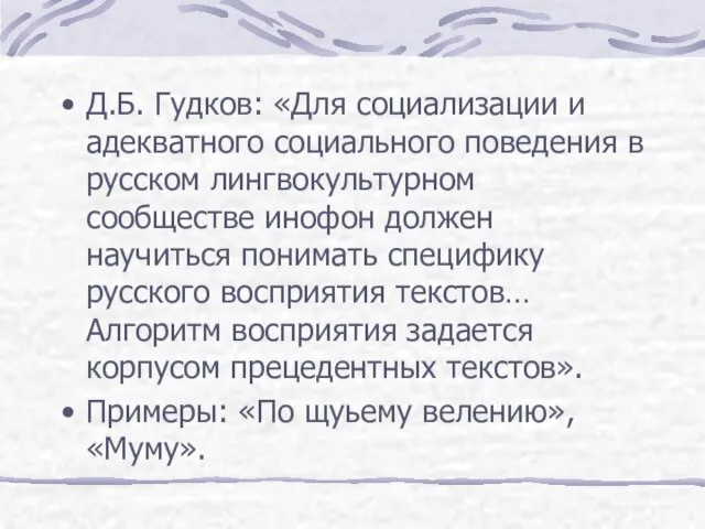 Д.Б. Гудков: «Для социализации и адекватного социального поведения в русском лингвокультурном сообществе