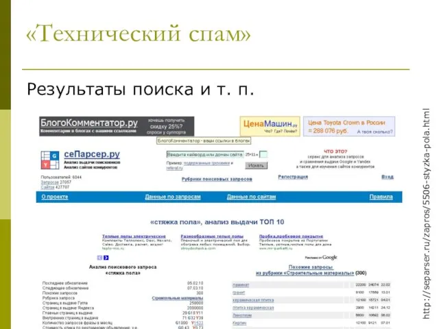 «Технический спам» Результаты поиска и т. п. http://separser.ru/zapros/5506-styzka-pola.html