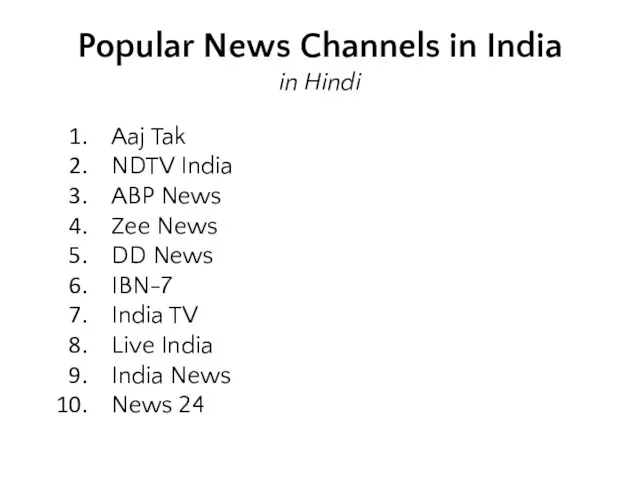 Popular News Channels in India in Hindi Aaj Tak NDTV India ABP