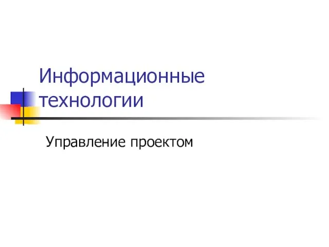 Информационные технологии Управление проектом