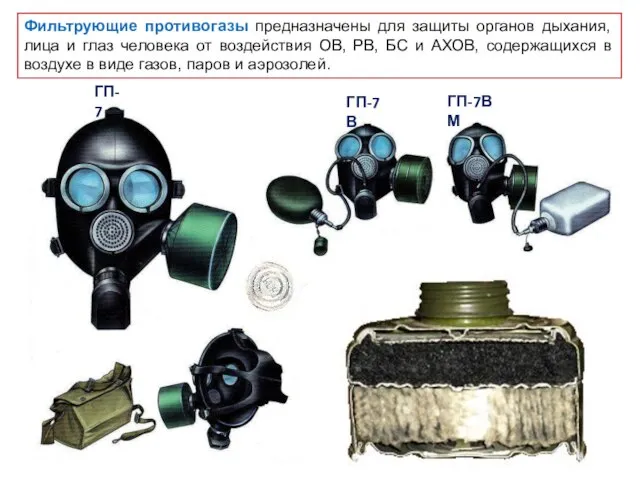 Фильтрующие противогазы предназначены для защиты органов дыхания, лица и глаз человека от