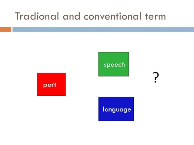 Tradional and conventional term part speech language ?