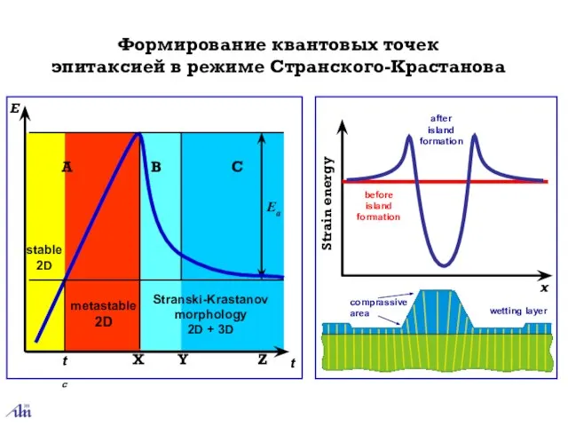 Формирование квантовых точек эпитаксией в режиме Странского-Крастанова metastable 2D Stranski-Krastanov morphology 2D