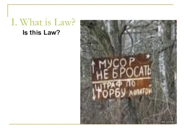 I. What is Law? Is this Law?