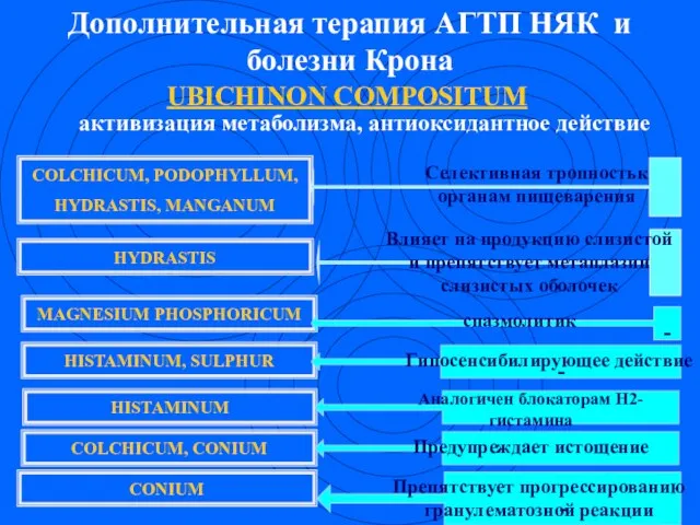 Дополнительная терапия АГТП НЯК и болезни Крона UBICHINON COMPOSITUM активизация метаболизма, антиоксидантное