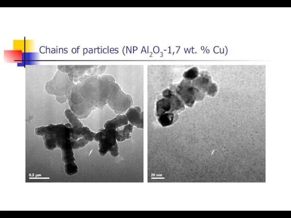 Chains of particles (NP Al2O3-1,7 wt. % Сu)