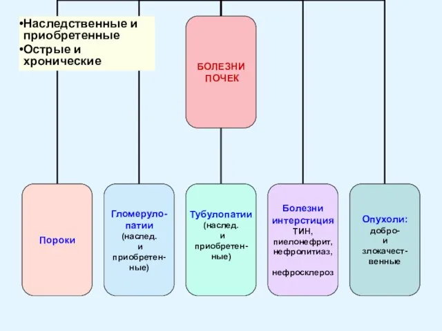 Наследственные и приобретенные Острые и хронические