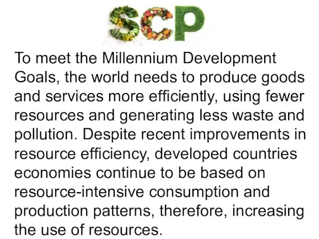 To meet the Millennium Development Goals, the world needs to produce goods