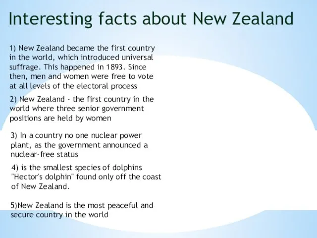 Interesting facts about New Zealand 1) New Zealand became the first country