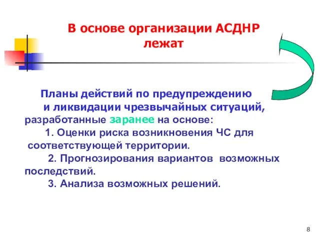 Планы действий по предупреждению и ликвидации чрезвычайных ситуаций, разработанные заранее на основе: