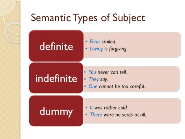 Semantic Types of Subject