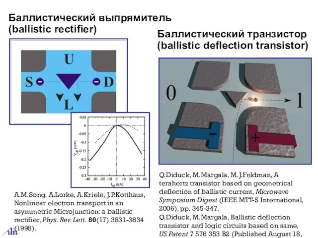 Баллистический транзистор (ballistic deflection transistor) Q.Diduck, M.Margala, M.J.Feldman, A terahertz transistor based