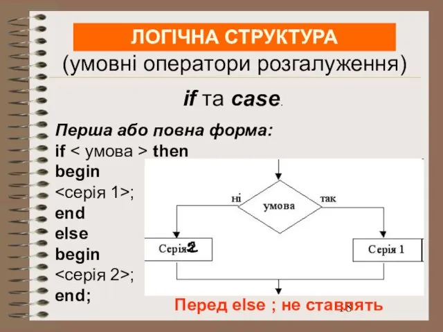 ЛОГІЧНА СТРУКТУРА if та case. (умовні оператори розгалуження) Перша або повна форма: