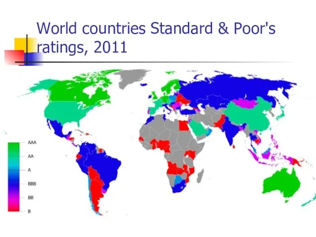 World countries Standard & Poor's ratings, 2011