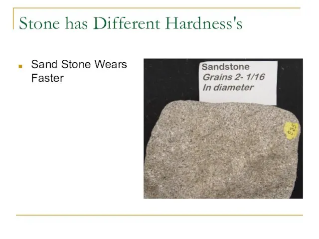 Stone has Different Hardness's Sand Stone Wears Faster