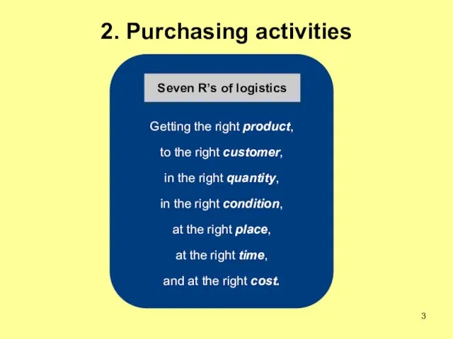 2. Purchasing activities