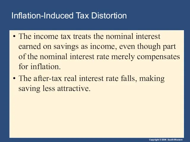 Inflation-Induced Tax Distortion The income tax treats the nominal interest earned on