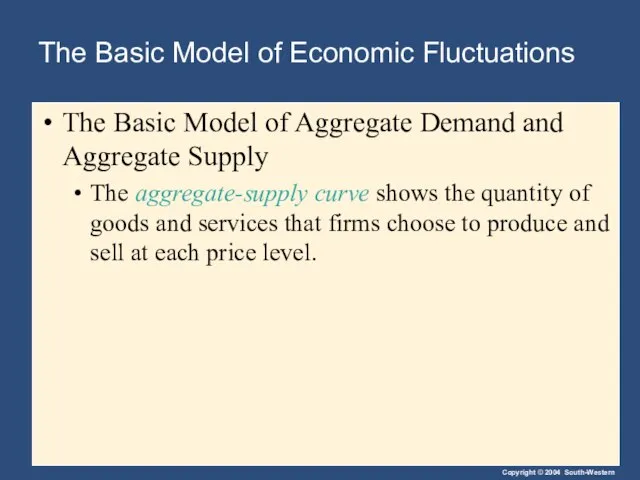 The Basic Model of Economic Fluctuations The Basic Model of Aggregate Demand