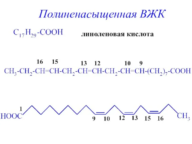 линоленовая кислота 9 10 12 13 15 16 Полиненасыщенная ВЖК