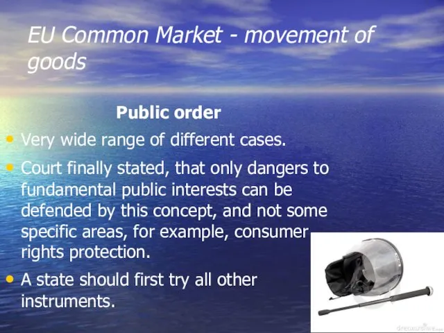EU Common Market - movement of goods Public order Very wide range