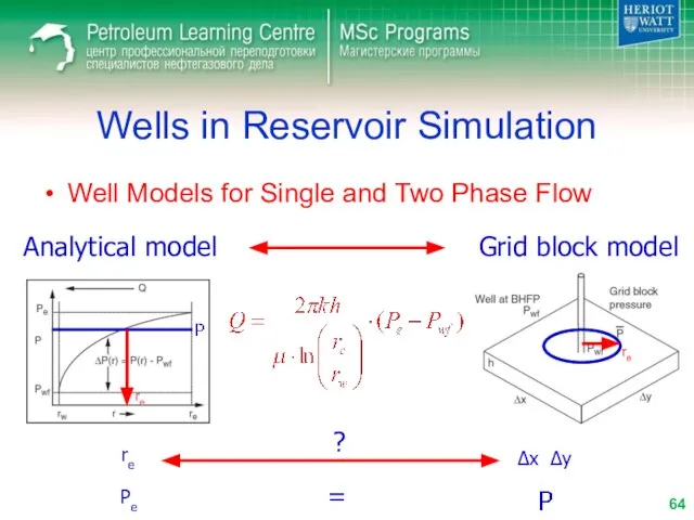 Wells in Reservoir Simulation Well Models for Single and Two Phase Flow