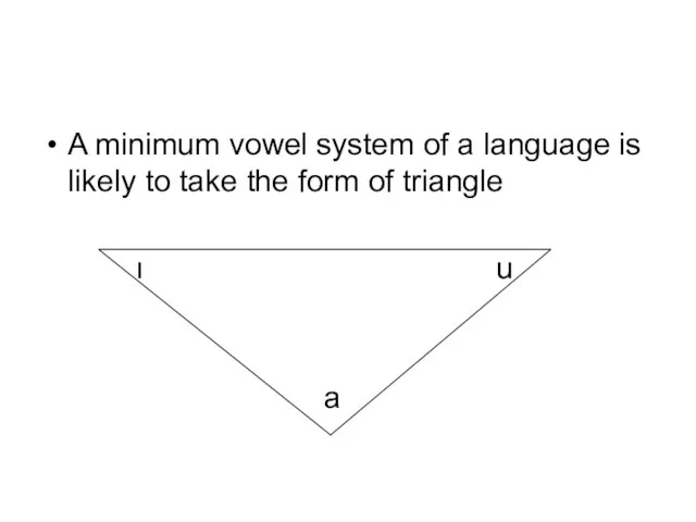 A minimum vowel system of a language is likely to take the