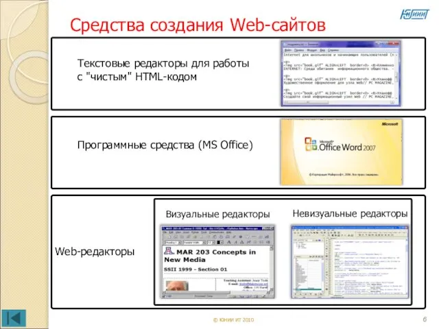 Средства создания Web-сайтов Текстовые редакторы для работы с "чистым" HTML-кодом Программные средства