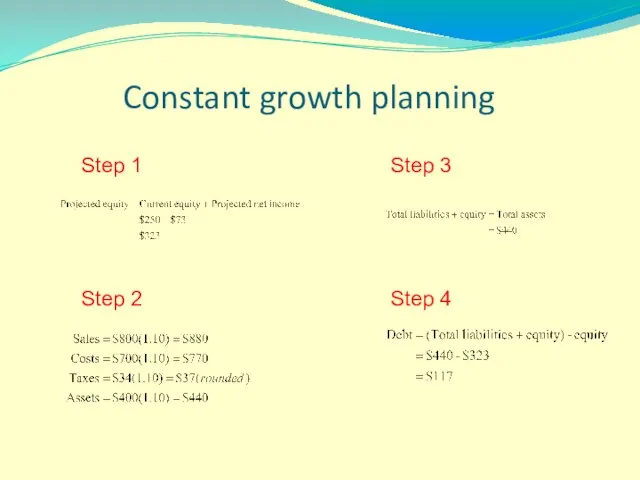 Constant growth planning Step 1 Step 2 Step 3 Step 4
