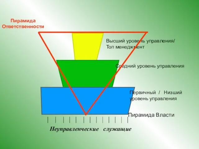 Высший уровень управления/ Топ менеджмент Средний уровень управления Первичный / Низший уровень