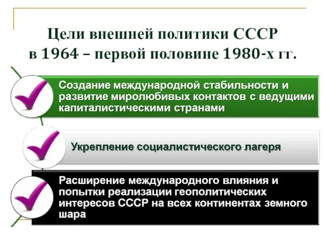 Цели внешней политики СССР в 1964 – первой половине 1980-х гг.