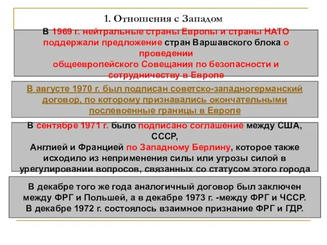 1. Отношения с Западом В 1969 г. нейтральные страны Европы и страны