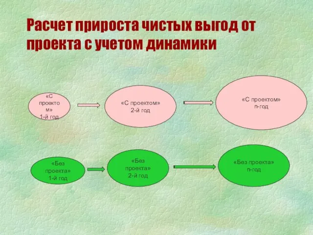 «Без проекта» 1-й год Расчет прироста чистых выгод от проекта с учетом