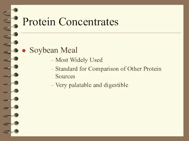Protein Concentrates Soybean Meal Most Widely Used Standard for Comparison of Other