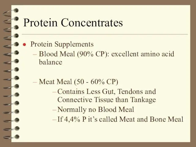 Protein Concentrates Protein Supplements Blood Meal (90% CP): excellent amino acid balance