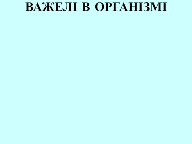 ВАЖЕЛІ В ОРГАНІЗМІ