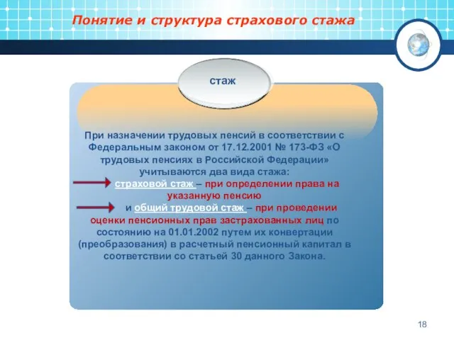 Понятие и структура страхового стажа