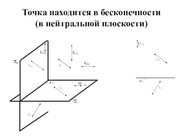 Точка находится в бесконечности (в нейтральной плоскости)