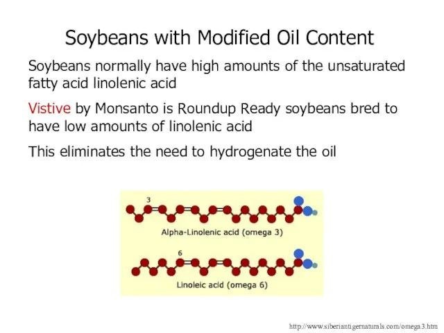 Soybeans with Modified Oil Content Soybeans normally have high amounts of the