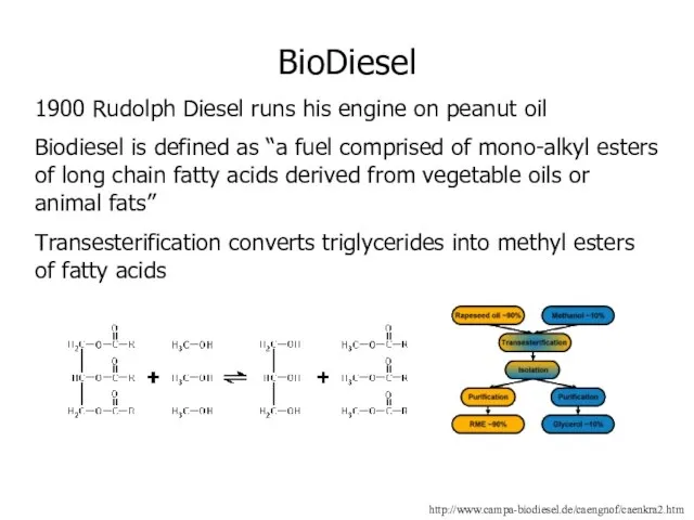 BioDiesel 1900 Rudolph Diesel runs his engine on peanut oil Biodiesel is